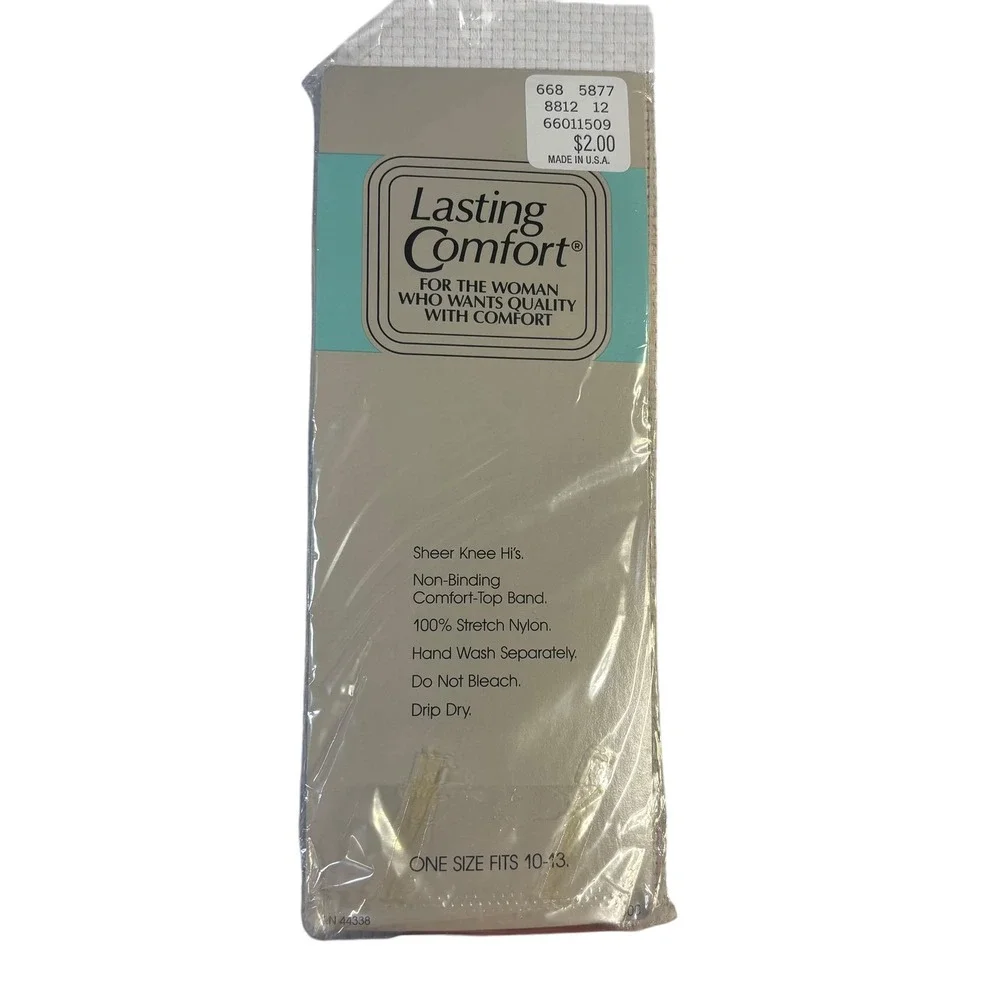 Montgomery Ward Lasting Comfort Knee High Hosiery 3 Pairs NIP Suntan Grey VTG